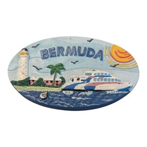 Vintage Ceramic Bermuda Cruise Ocean Front Refrigerator Fridge Magnet 3"
